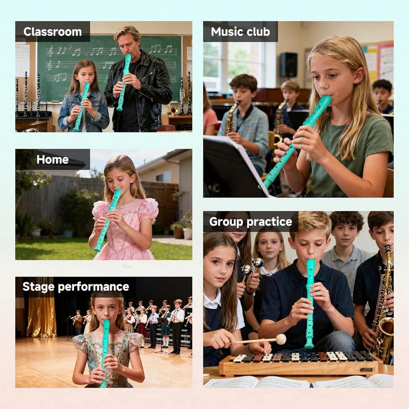 SDREAM Soprano Recorder Instrument For Kids - German Fingering 8 Hole Beginner Music Recorder Flute With Cleaning Rod, Leather Packaging & Fingering Chart - Image 3